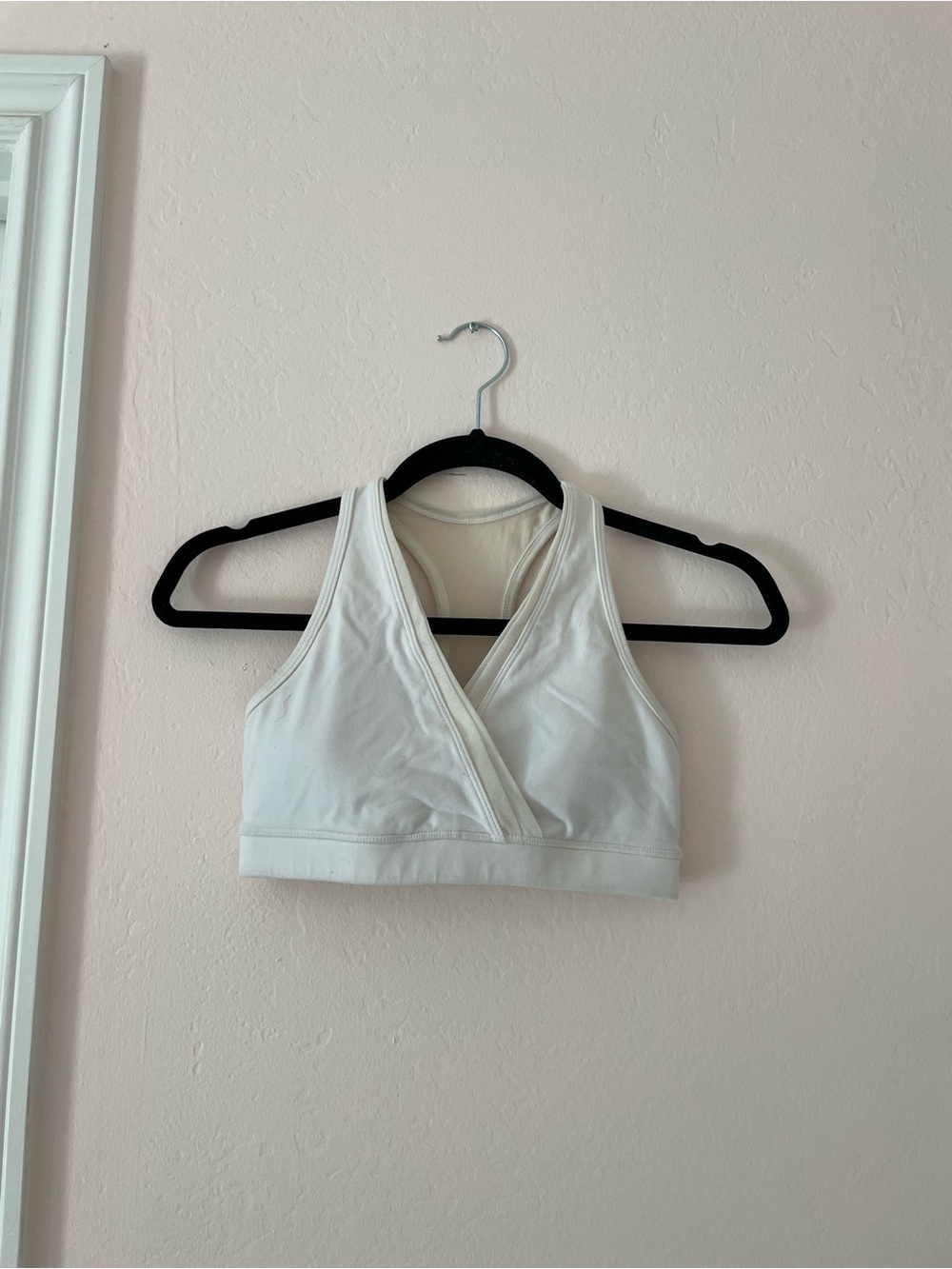 Vintage Lululemon Athletica Deep V White Cross-Front Sports Bra